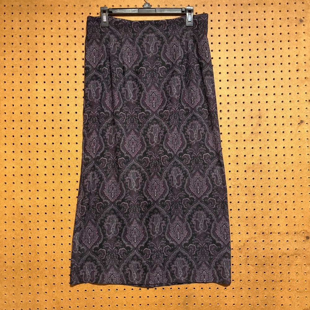 Maxi Skirt 10 Purple Paisley Damask Christopher & Banks Whimsygoth Victorian